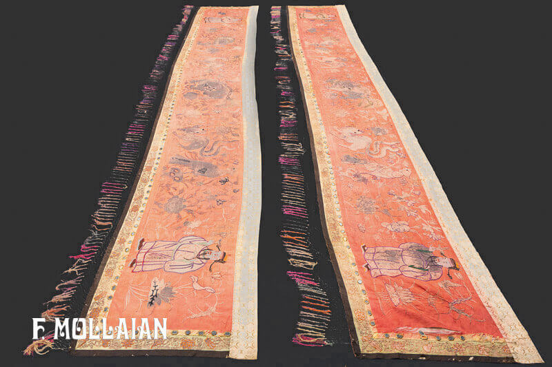 Pair of Antique Chinese Silk Textile n°:30953347